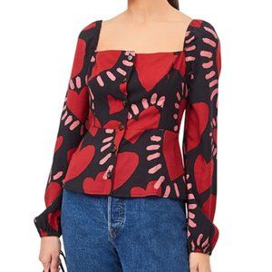 Farm Rio Hearts Long Sleeve Blouse XS